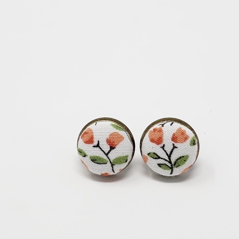 New Handmade | Upcycled Floral Button Stud Earrings
